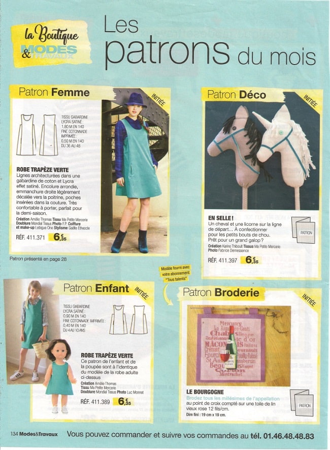 Patron De Couture Poupée Émilie - Modes & Travaux Septembre 2010, Modèle T19